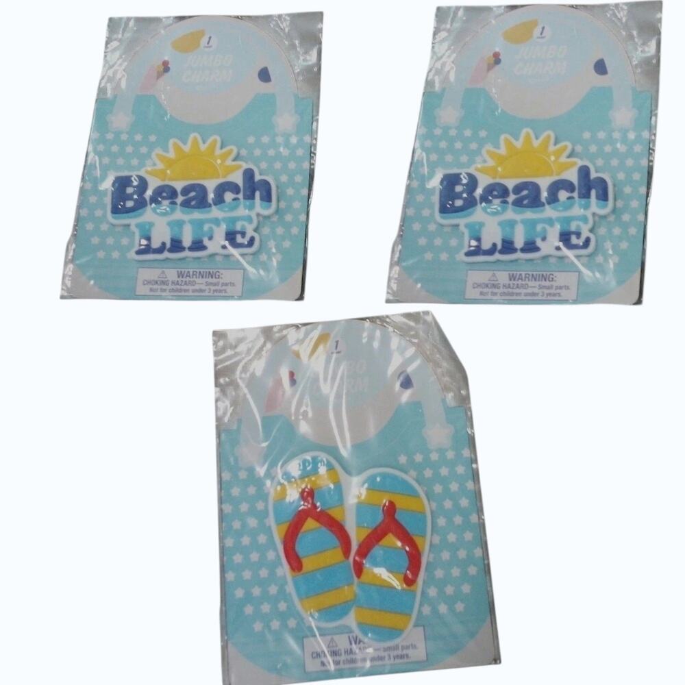 3‑PK Jumbo Rubber Beach Tote Bag Charms – Assorted – 3+ Years